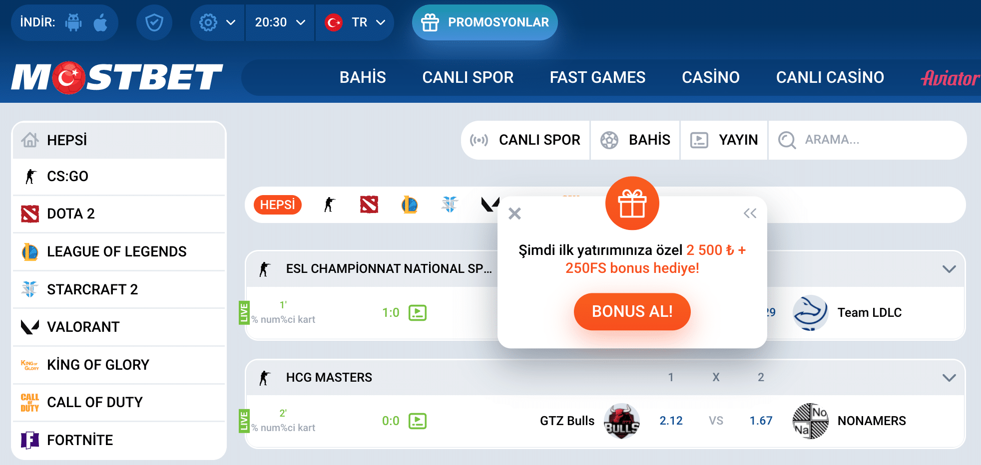 Esports etkinliklerinin olduğu bölüm Mostbet Esports etkinliklerinin olduğu bölüm Mostbet